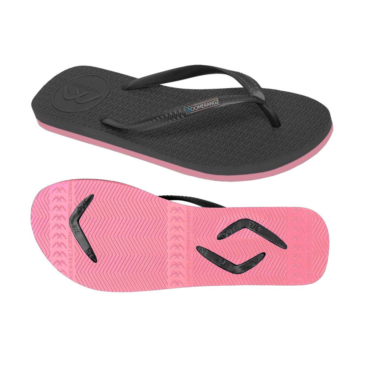 Boomerangz Women's Black/Pink Thongs