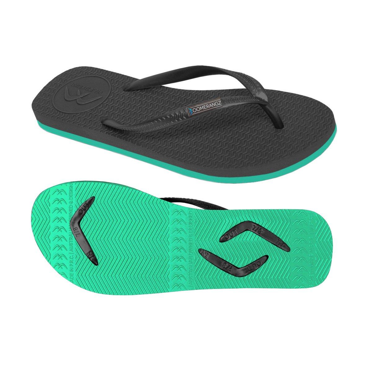 Boomerangz Women's Black/Teal Thongs