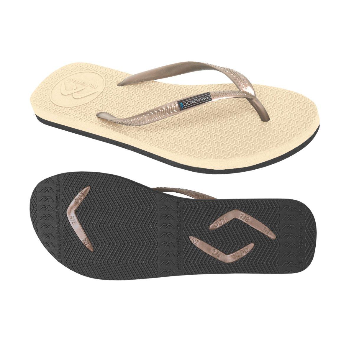 Boomerangz Women's Golden Nude/Black Thongs