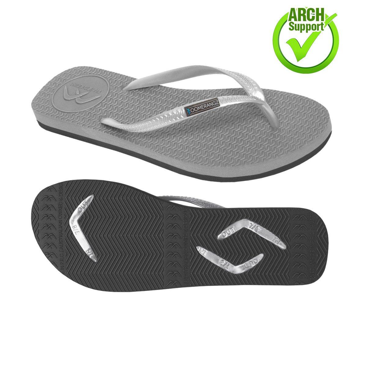Boomerangz Women's Grey/Black Thongs arch