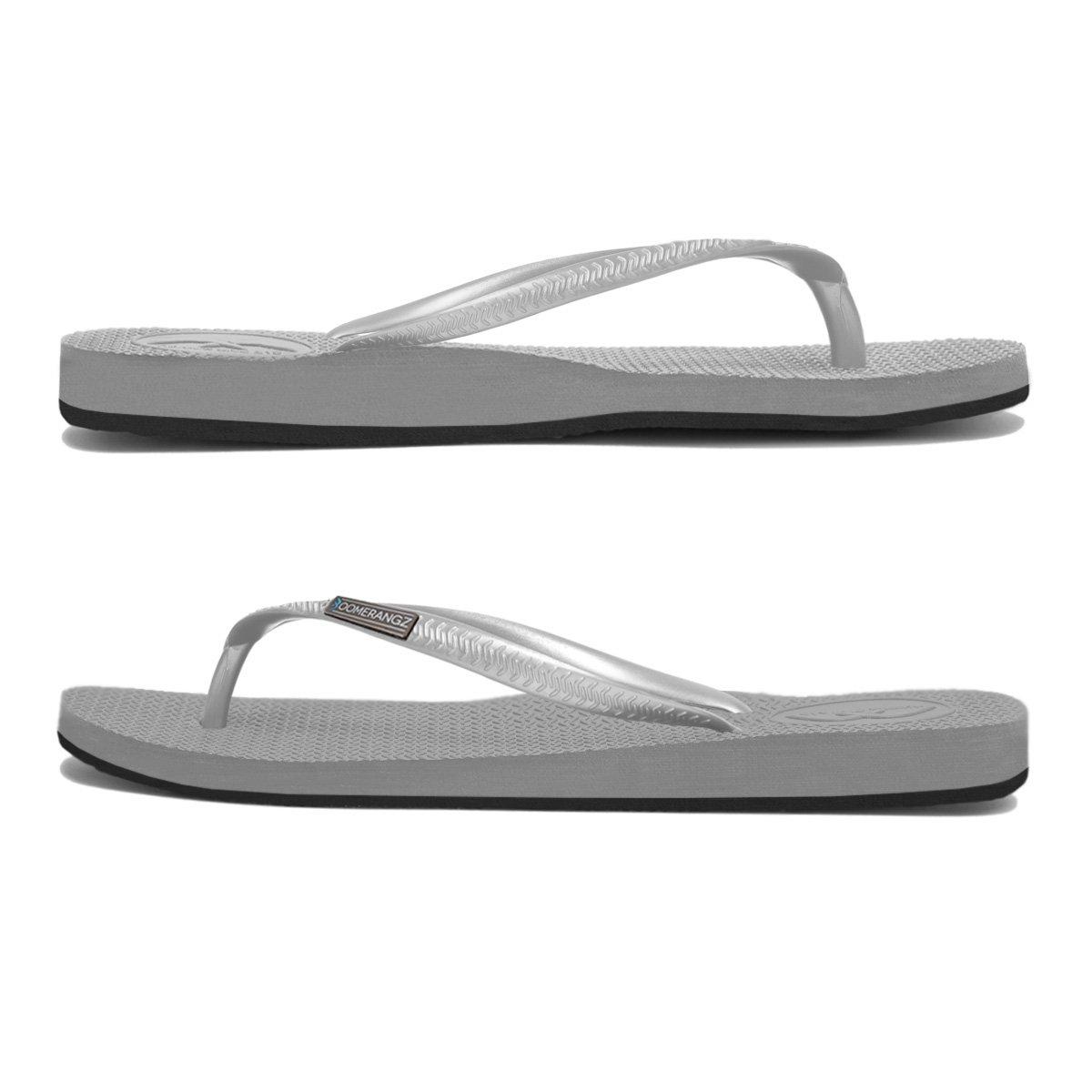 Boomerangz Women's Grey/Black Thongs side