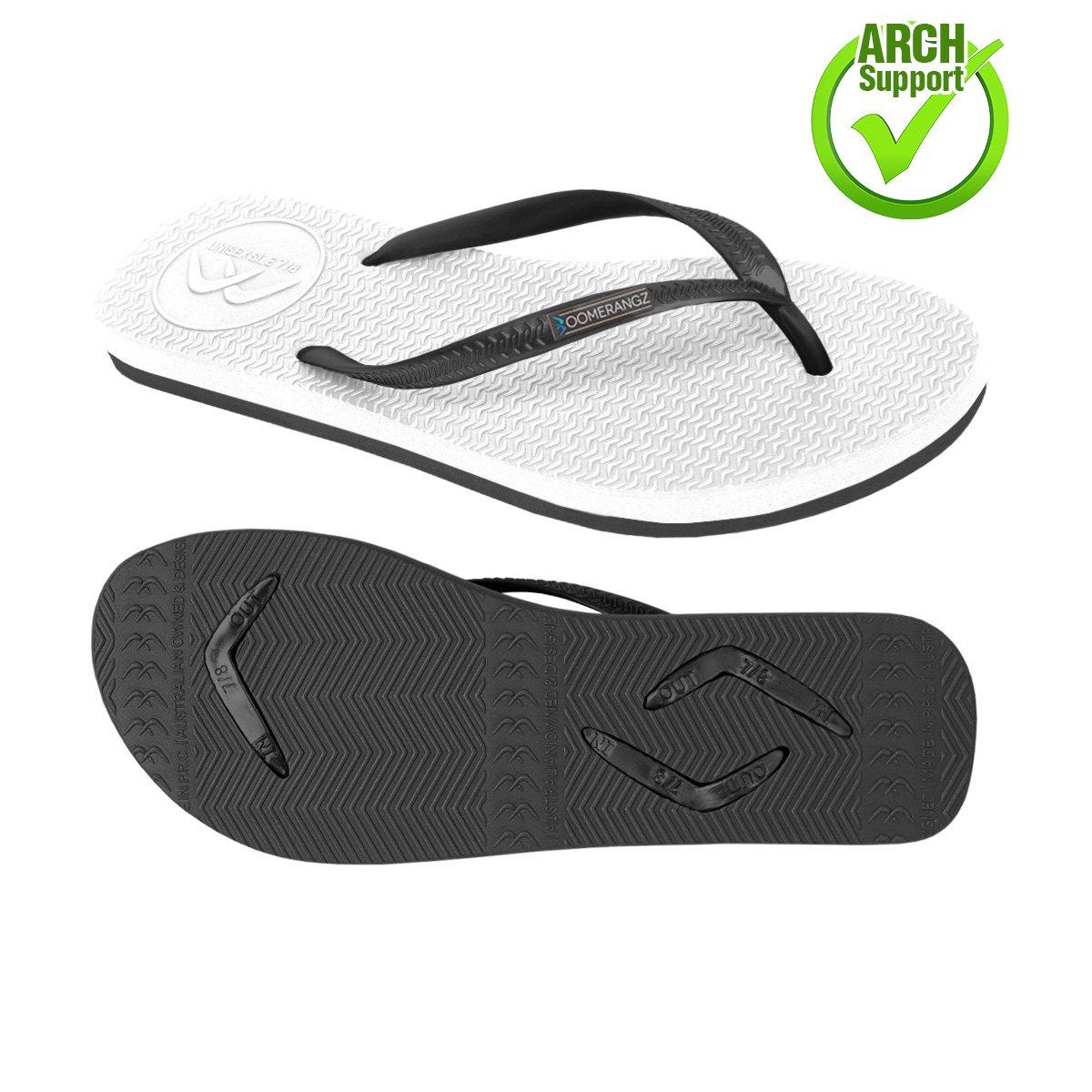 Boomerangz Women's White/Black Thongs arch