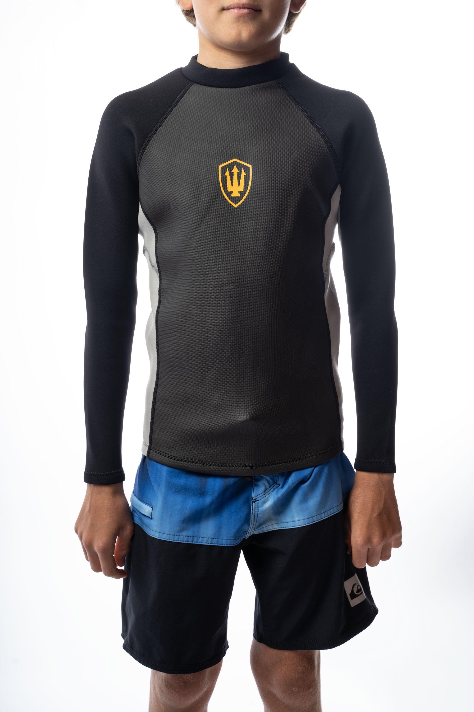 Boys 1.5mm L/S Zip Vest - Black Grey