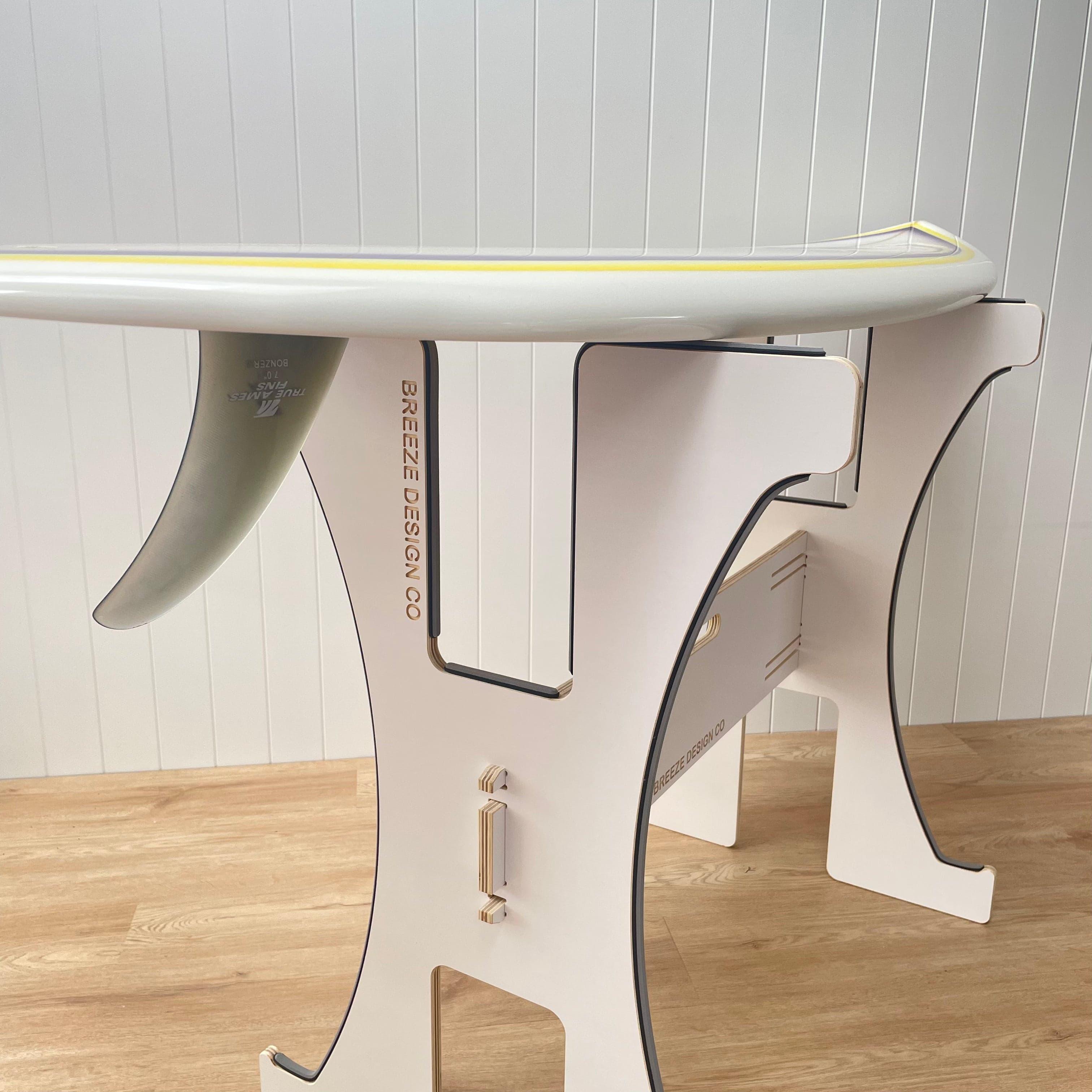 Breeze Design Co Surfboard Shaper Stand with surfboard