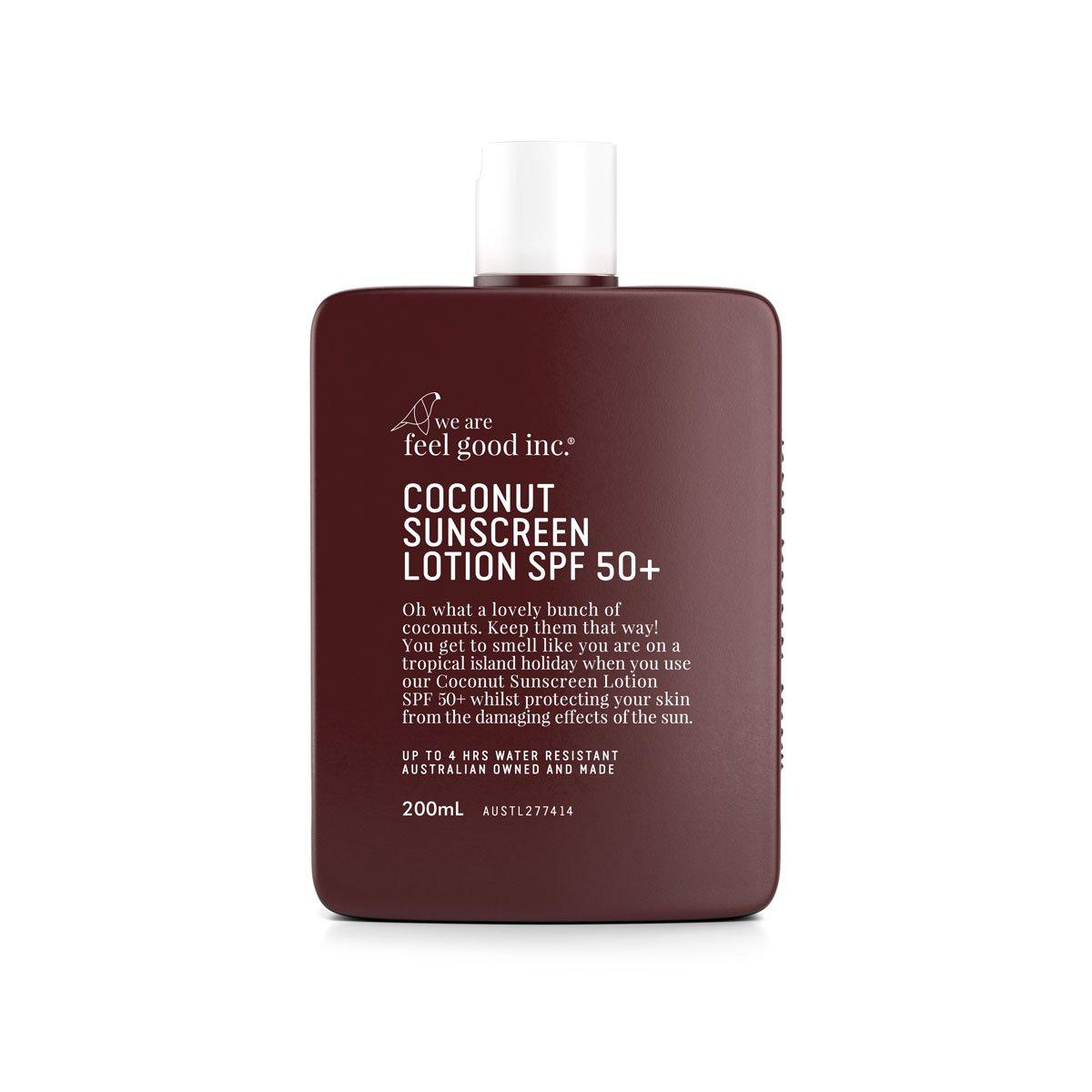 we are feel good inc cocnut sunscreen lotion spf50+ front