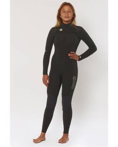 Girl's 7 Seas 4/3 Back Zip Wetsuit - Solid Black