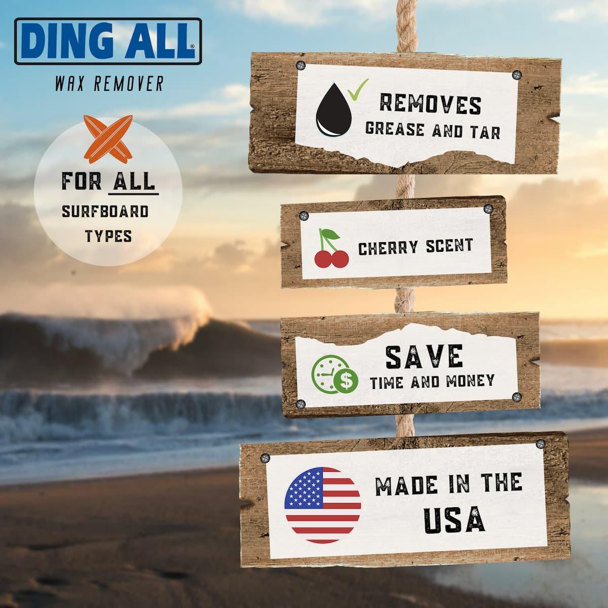 Ding All Wax Remover features