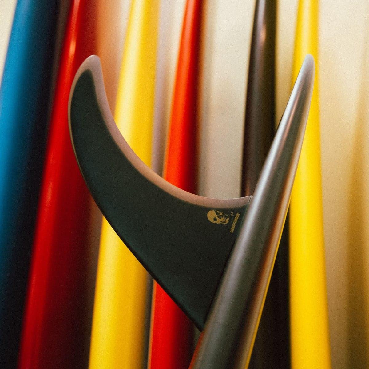 FCS Christenson Single Fin on a surfboard