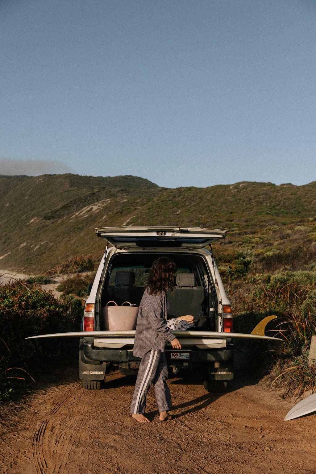 Flannel pants by ocean view