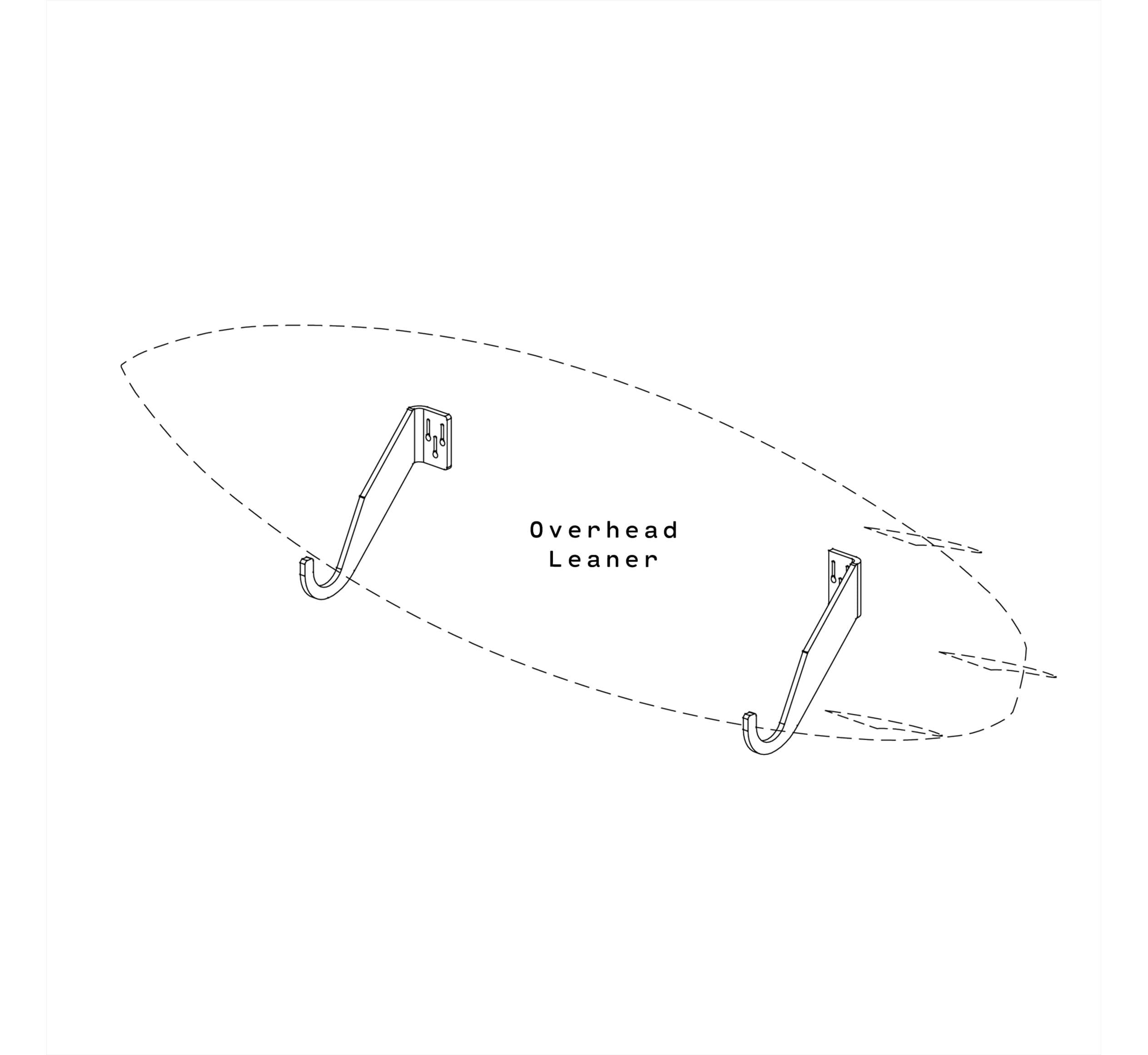 Ghost Racks Overhead Leaner Surfboard Wall Rack drawing