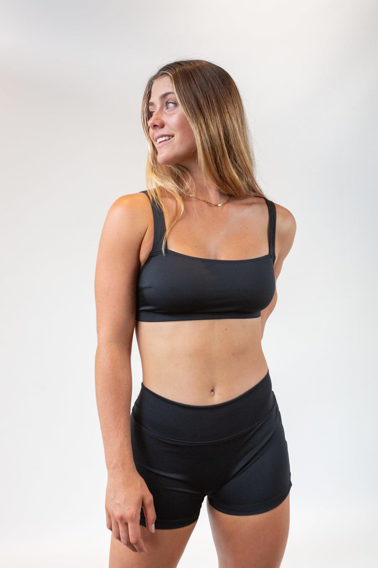 Gidget Top Black in Recycled Nylon