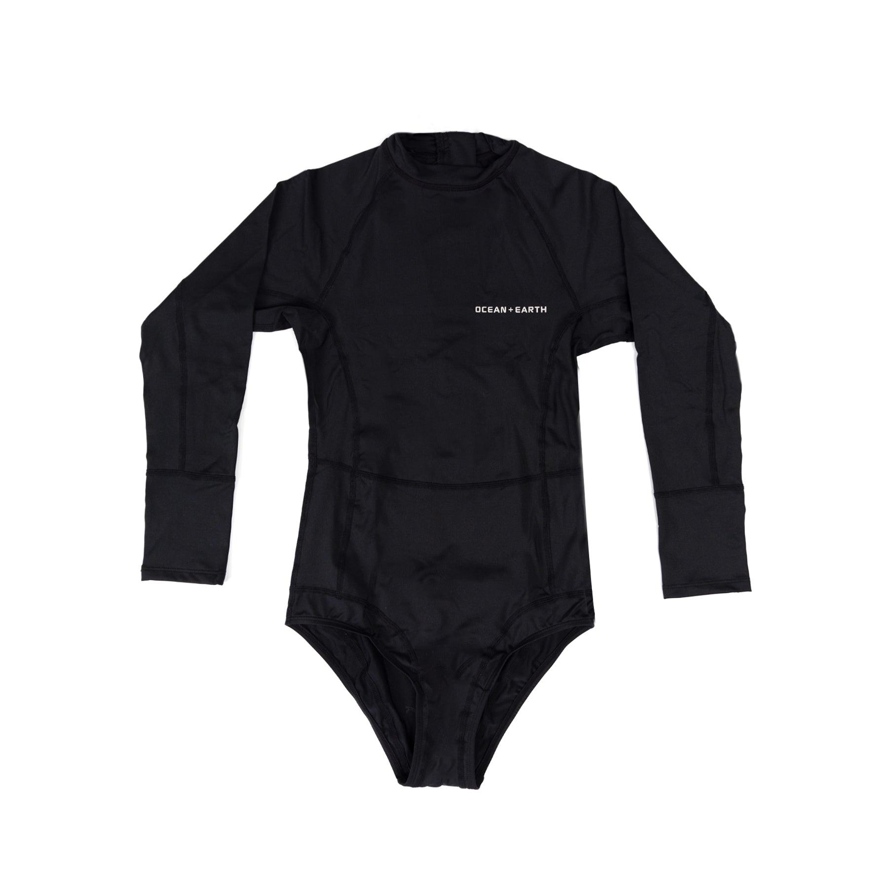 Girls Oceana Long Sleeve Back Zip Lycra Suit - Black