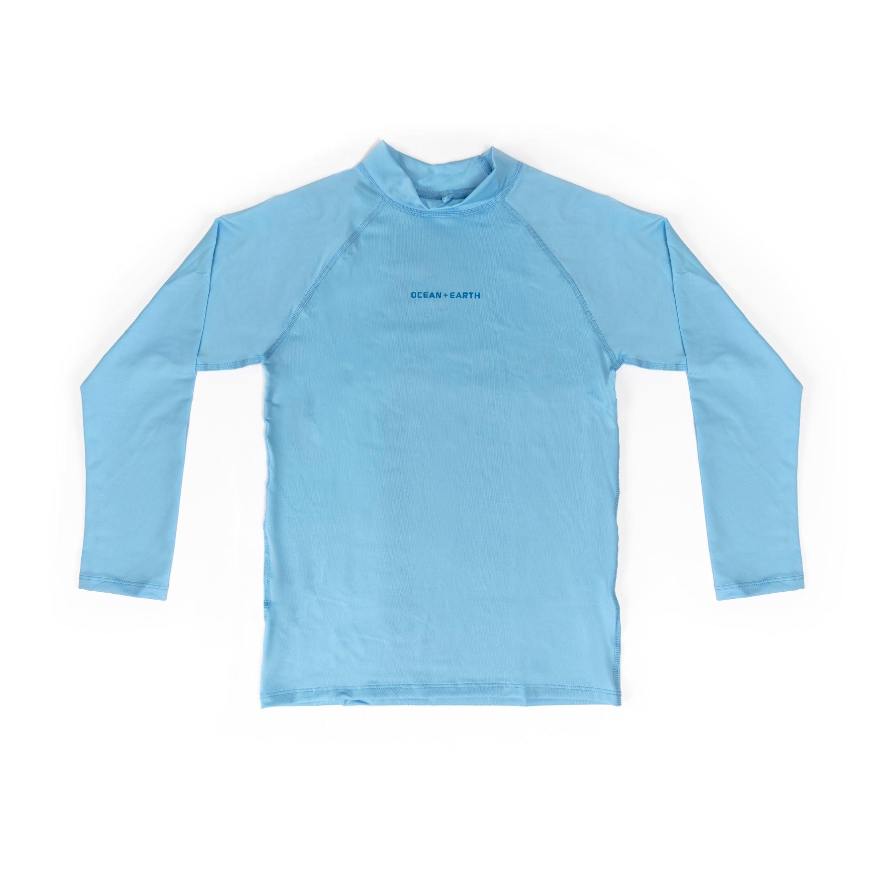 Girls Waves Long Sleeve Rash Vest - Sky Blue
