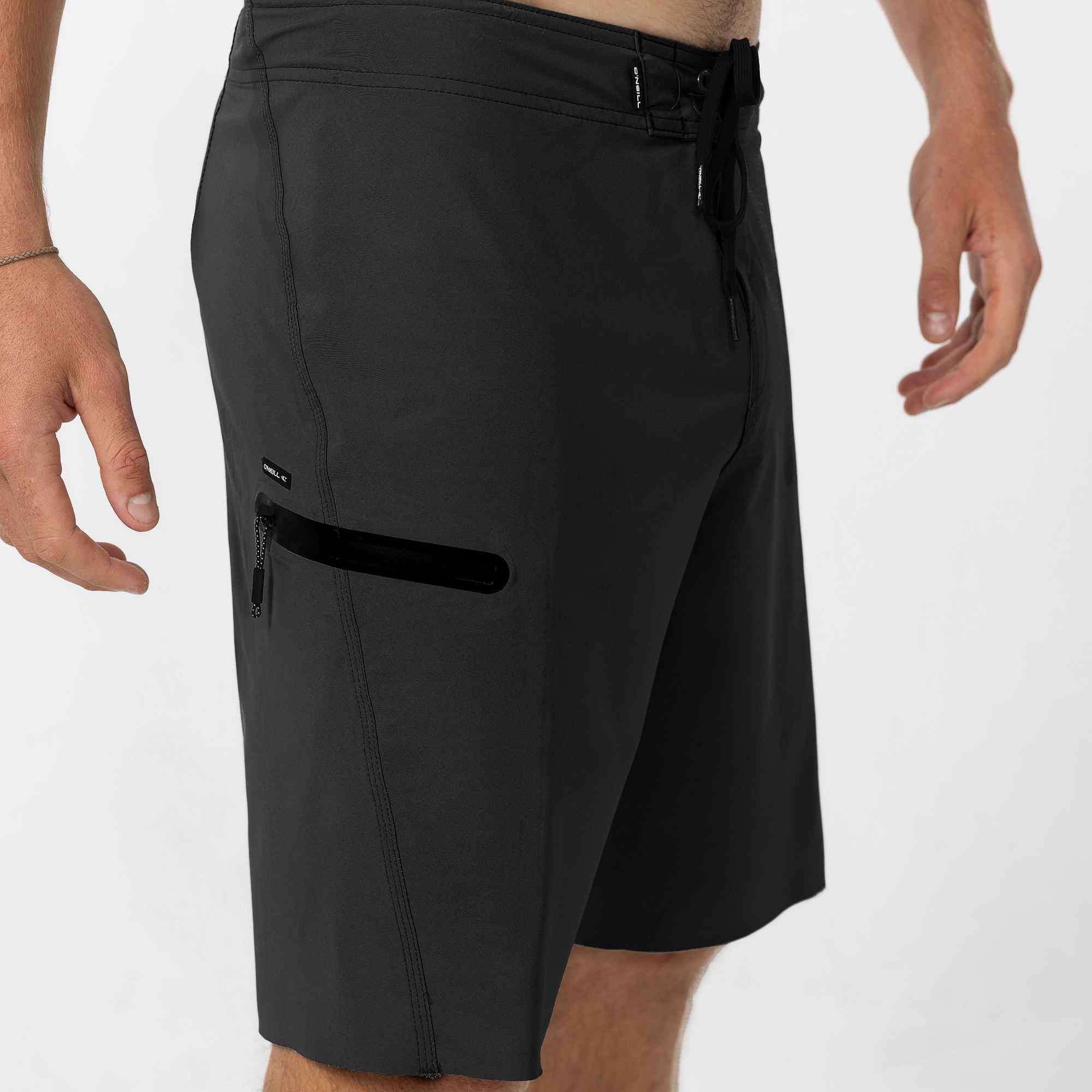 Side view of Black Boardshorts