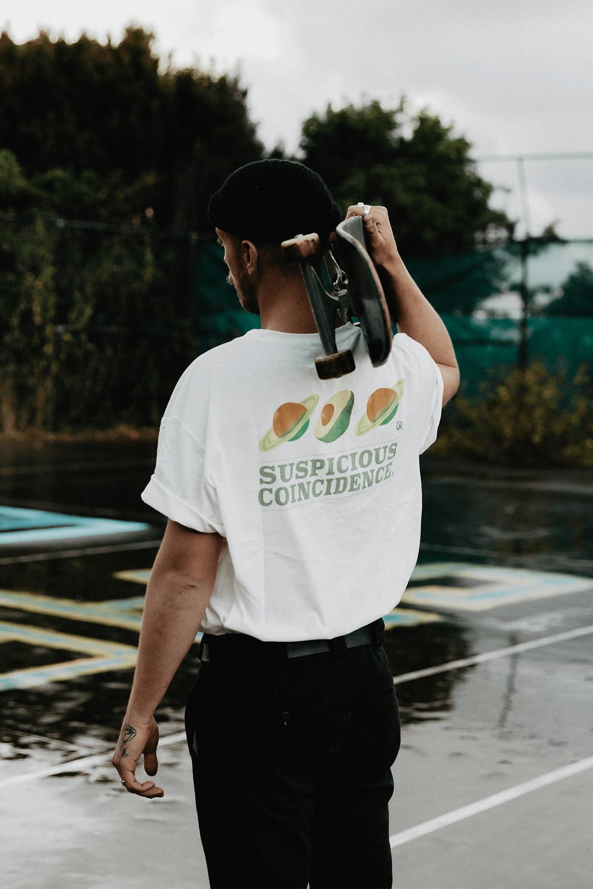 Inner Relm Suspicious Coincidence Hemp Tee back
