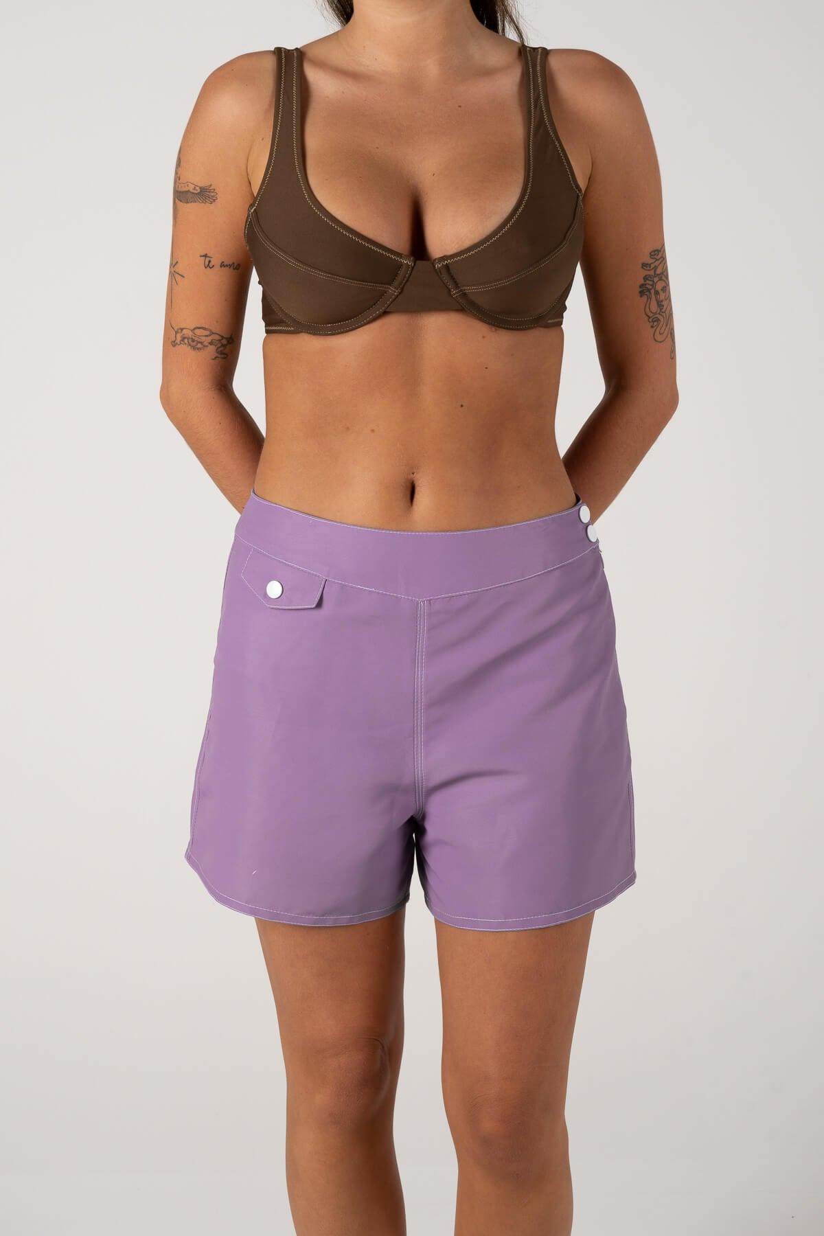 Front view purple trunks