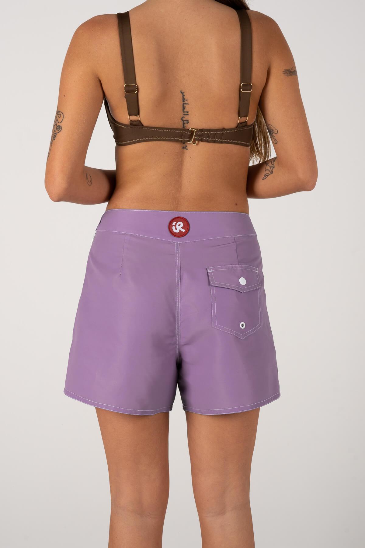 Back view purple trunks