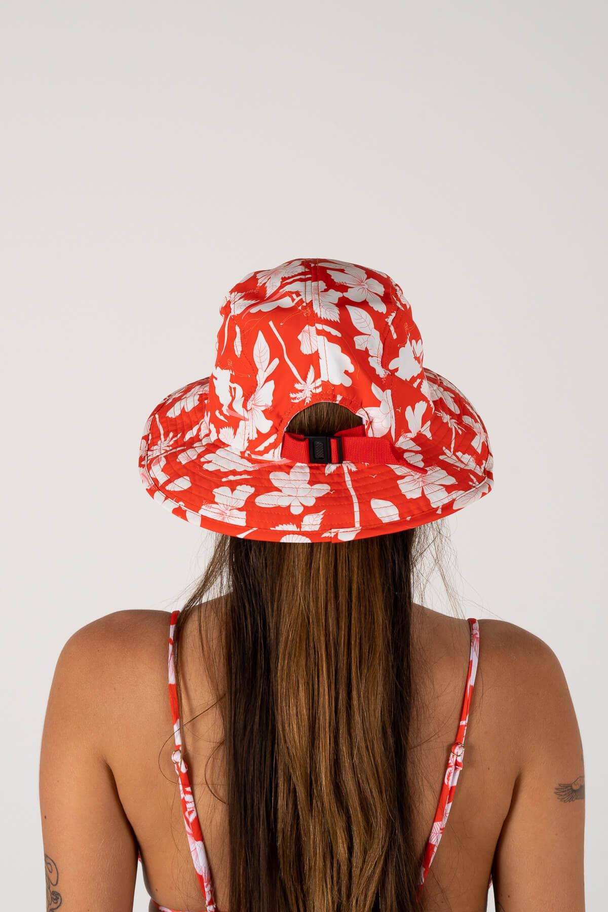 Back view of surf hat