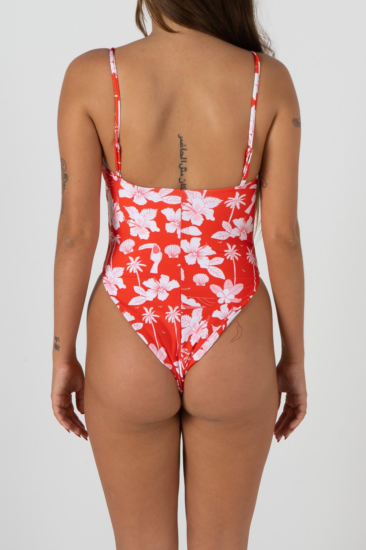 Back view one piece swimsuit