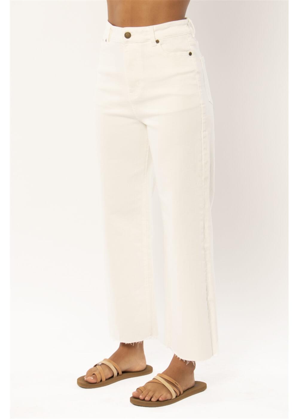 Kellyn Denim Woven Pant - Vintage White