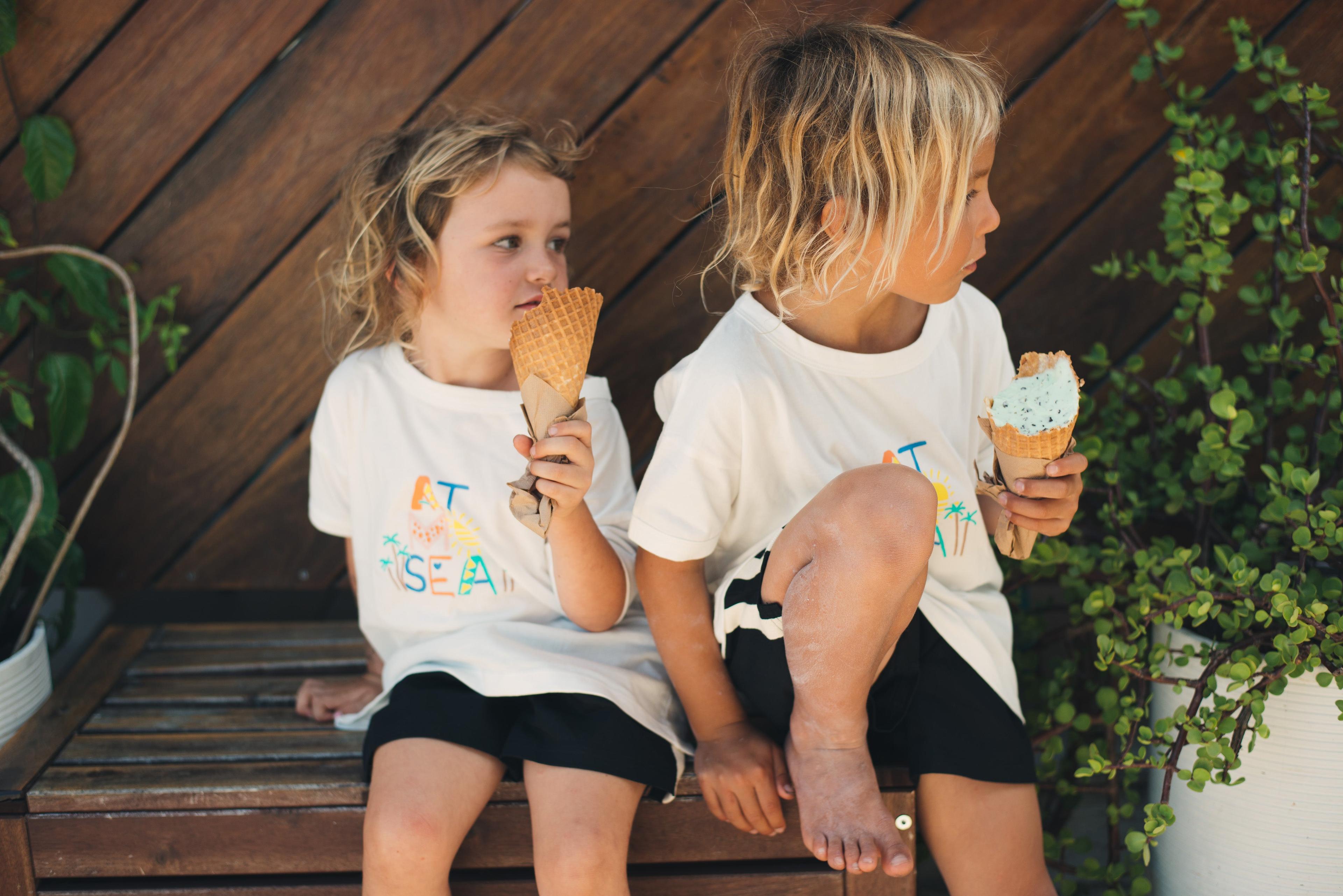 Kids Sharing Ice Cream