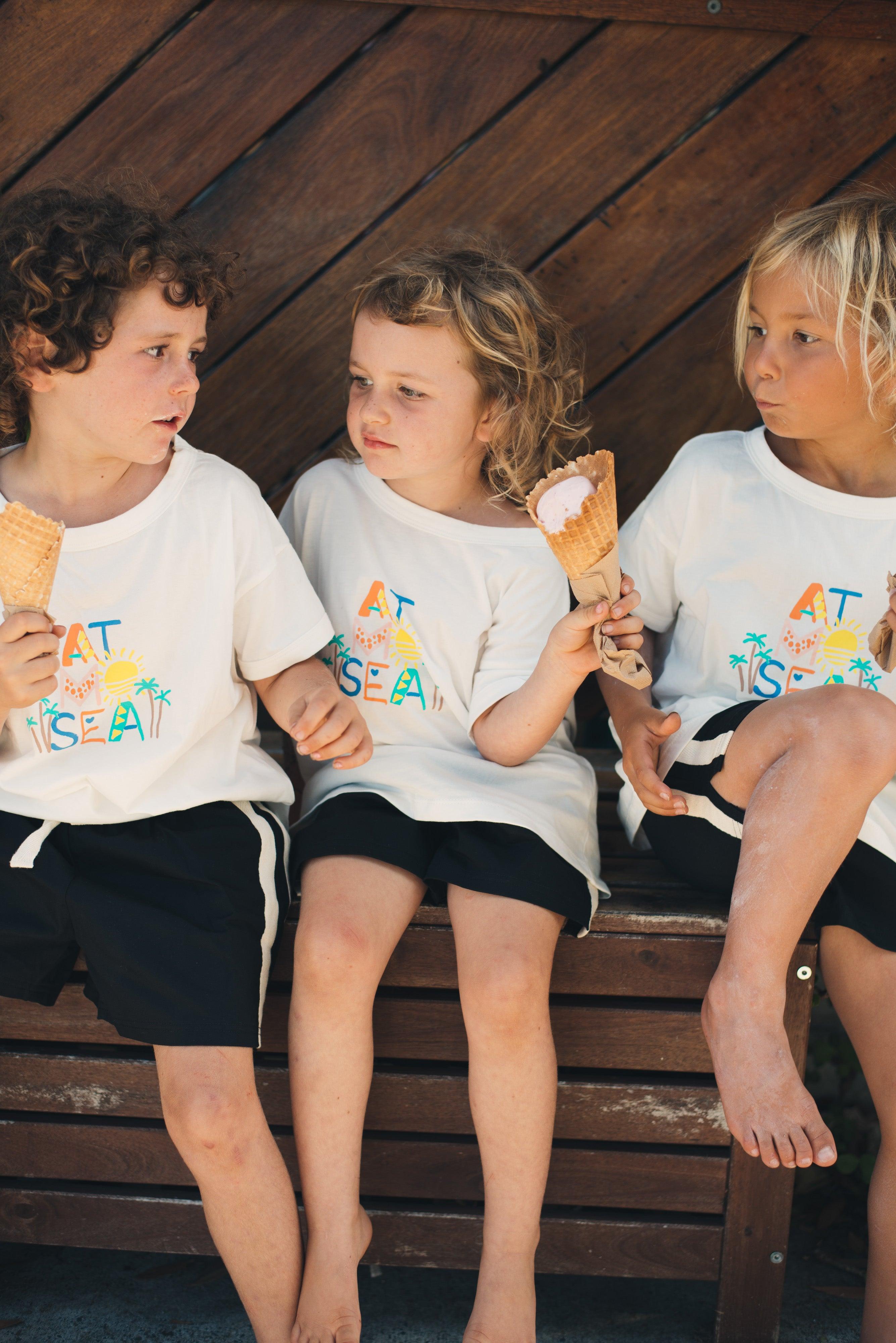 Kids in Tees Eating Ice Cream