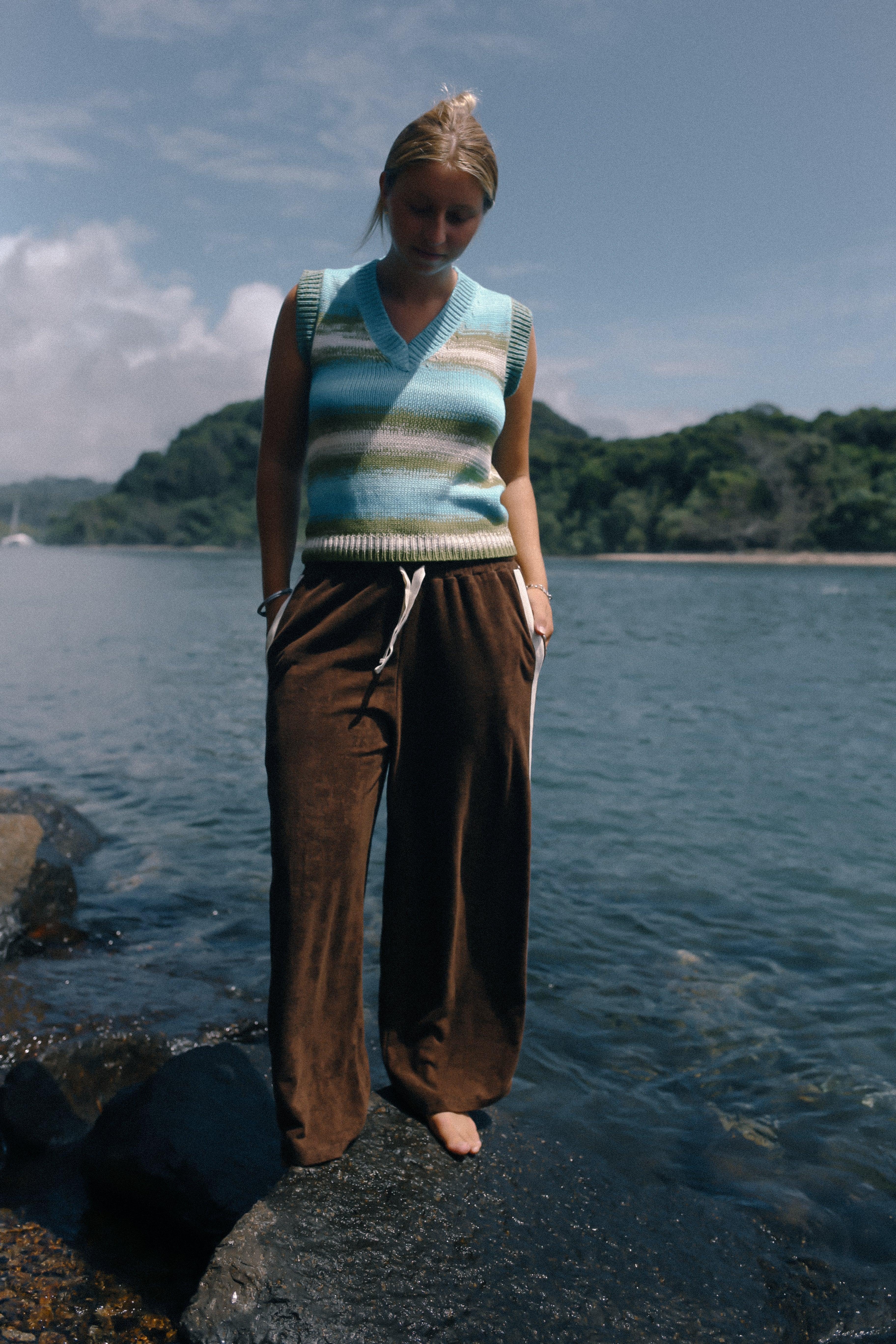 Knit Vest Ocean by water