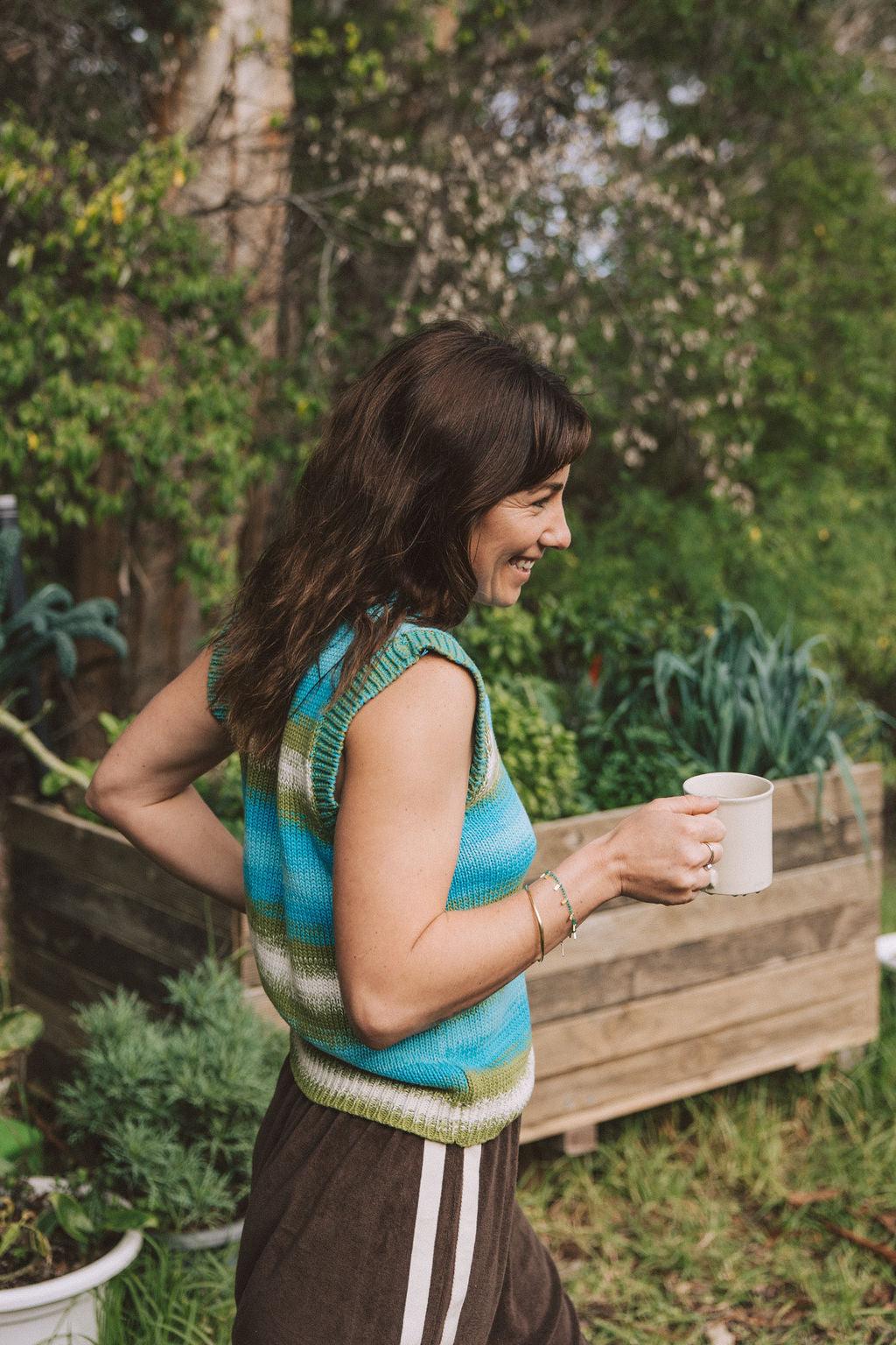 Knit Vest Ocean side view
