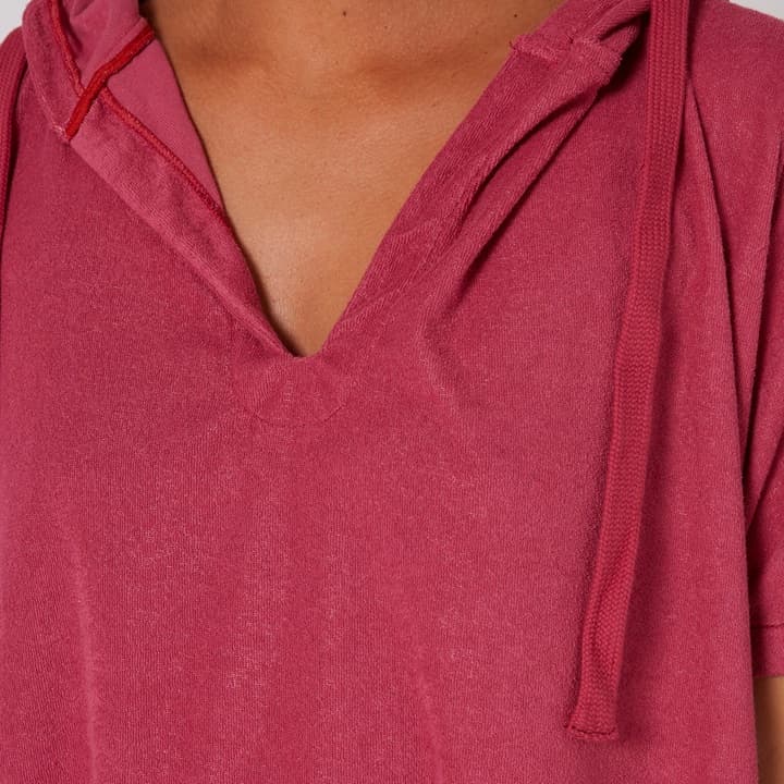 Ladies V Neck Hooded Poncho - Mauve