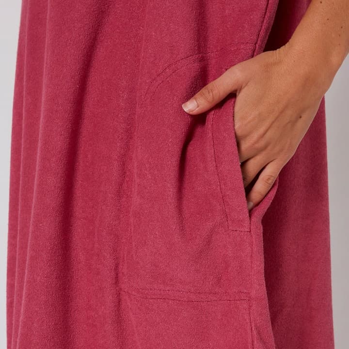 Ladies V Neck Hooded Poncho - Mauve