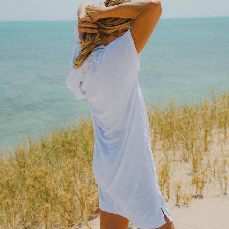Ladies V Neck Hooded Poncho - White