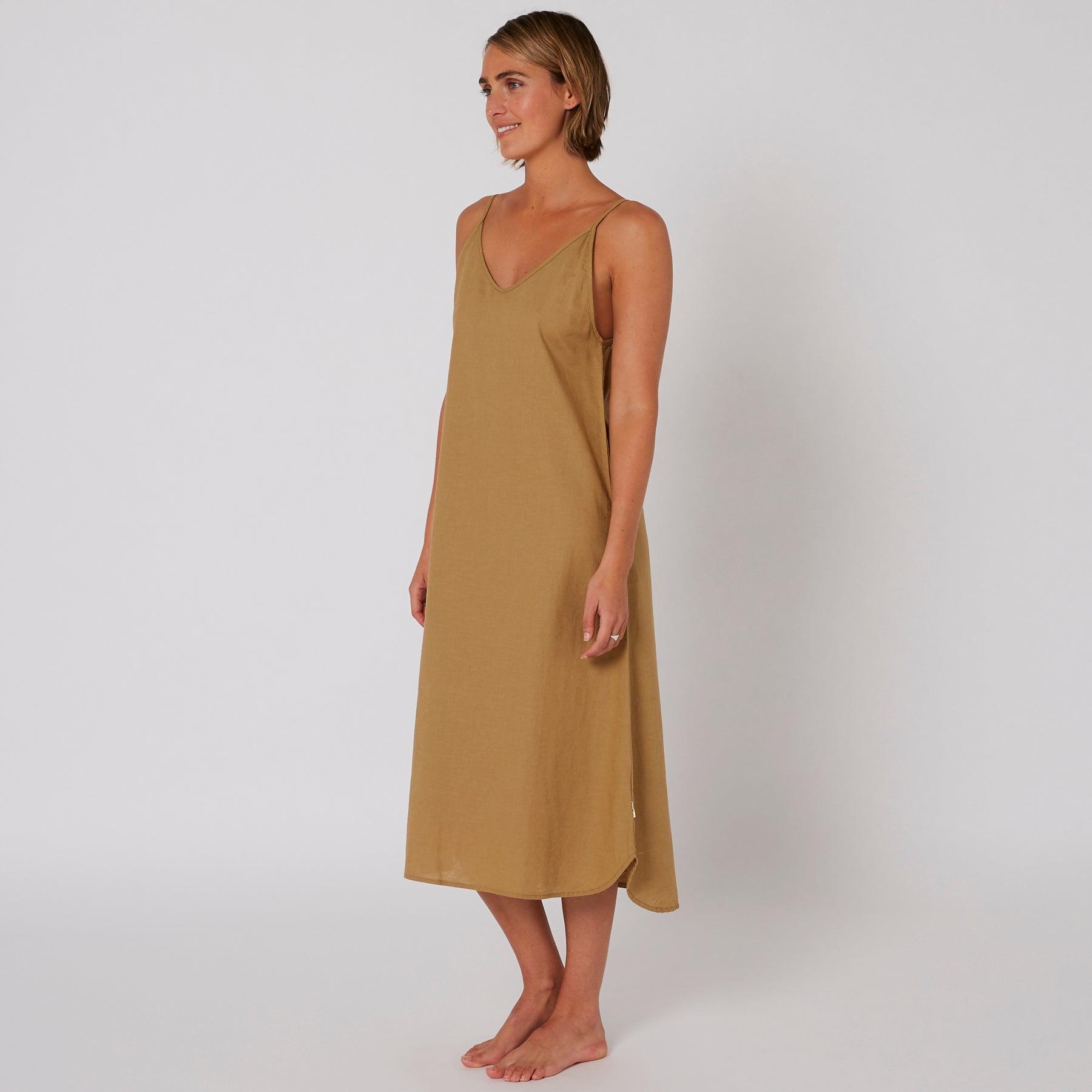 Linen Slip Dress - Kelp