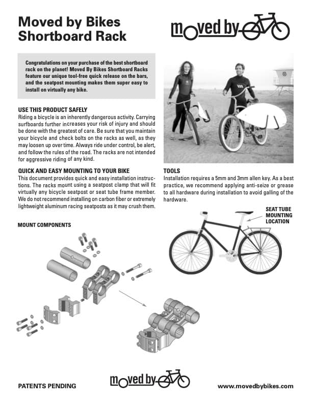 Moved by Bikes mbb shortboard surfboard bike rack instructions page 1
