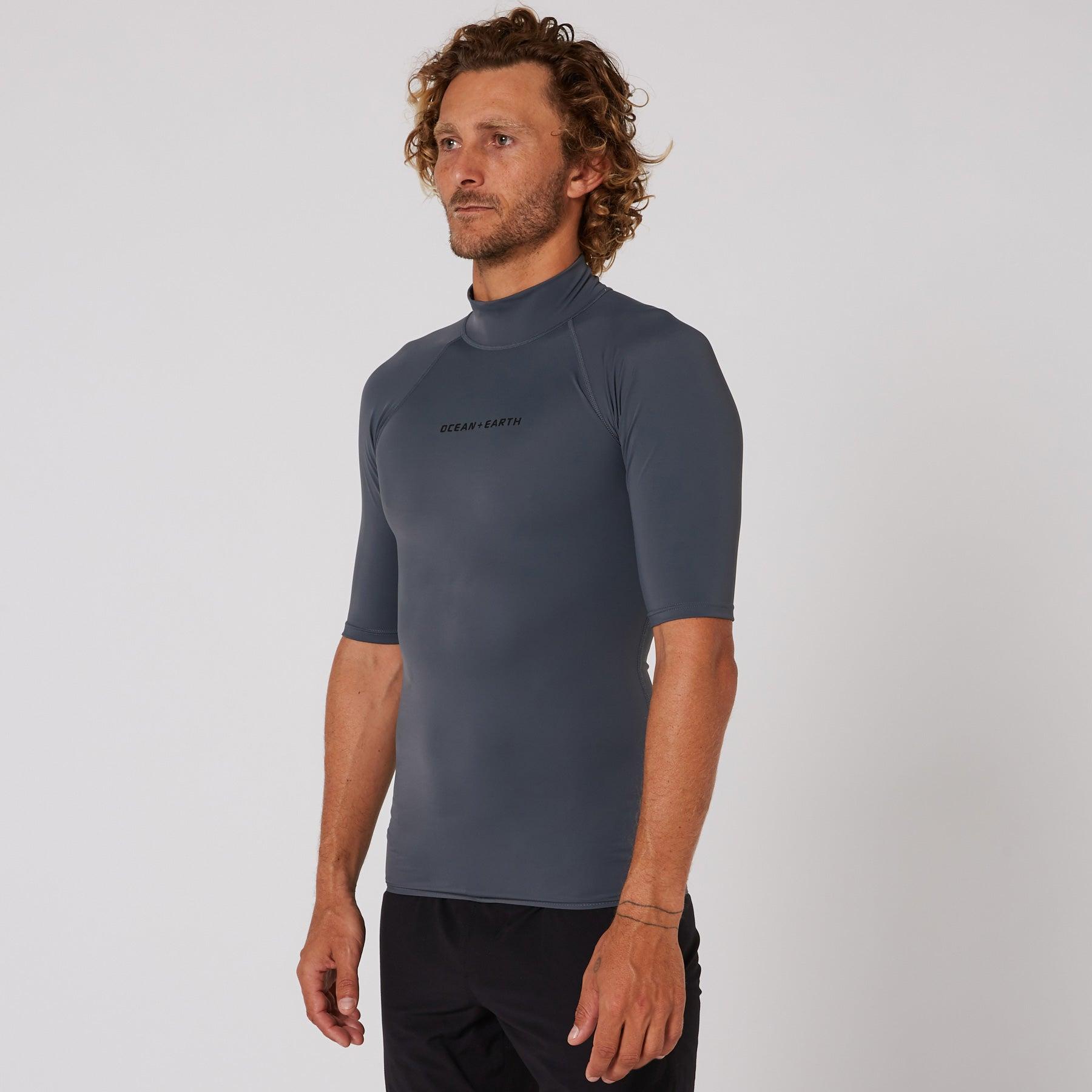 Mens Script Short Sleeve Rash Shirt - Charcoal
