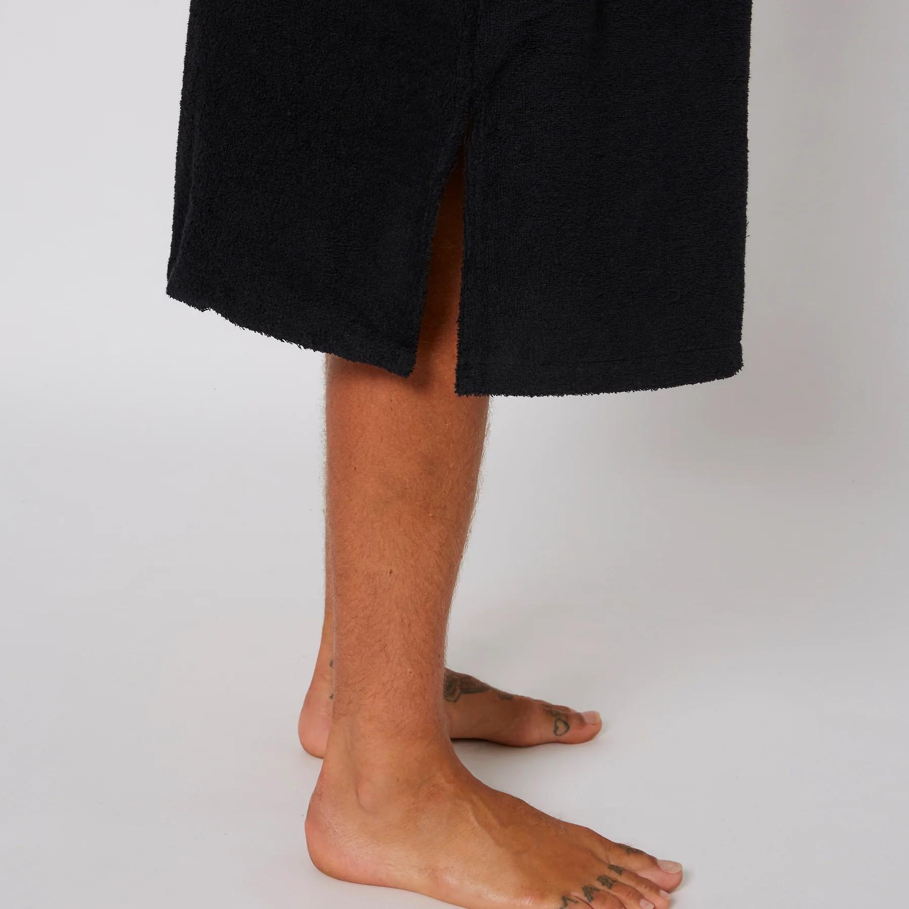 Mens Terry Hooded Poncho - Black