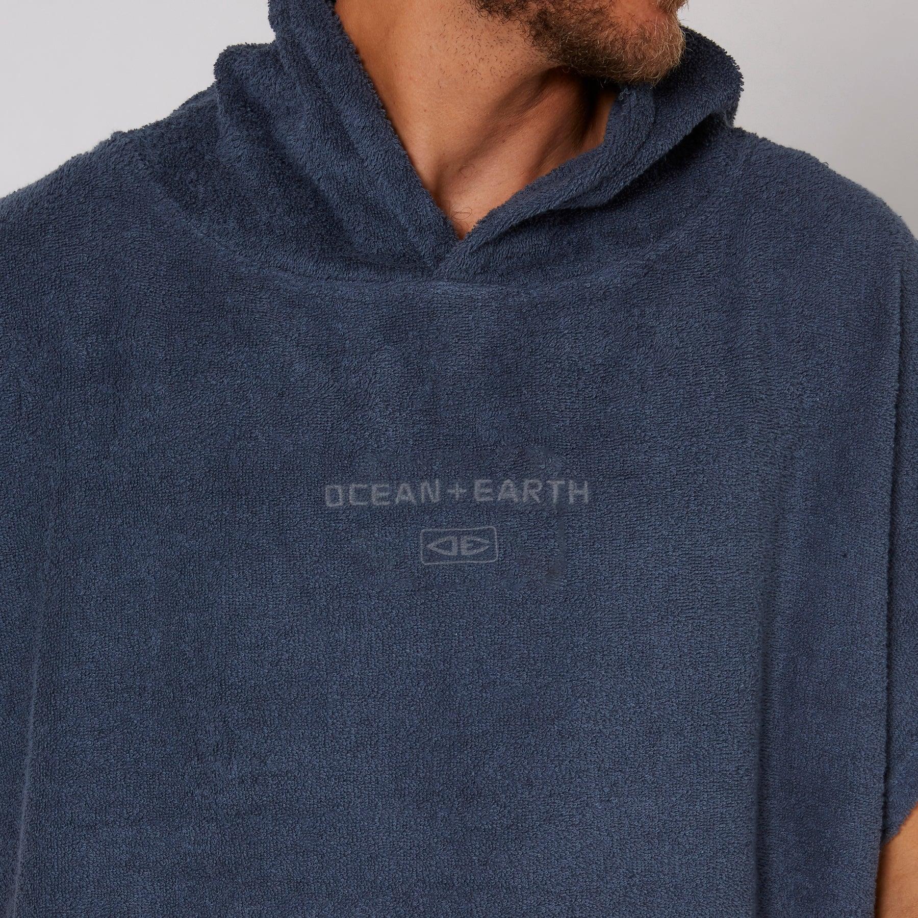 Mens Terry Hooded Poncho - Navy