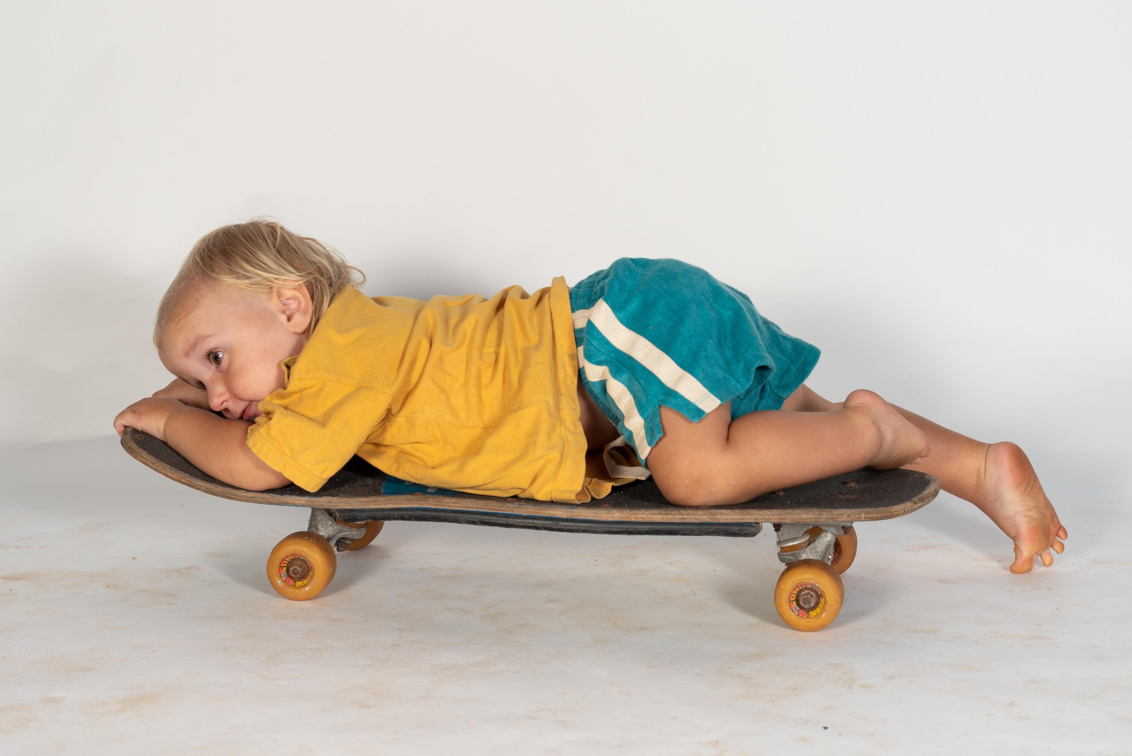 Child posing in shorts