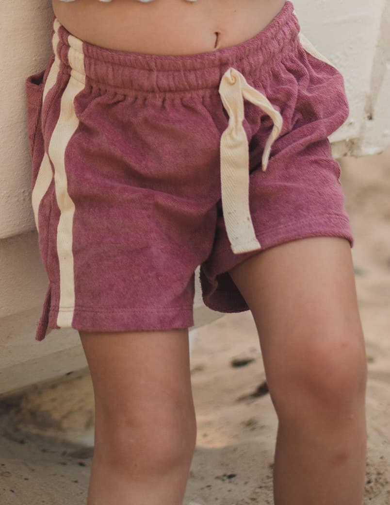 Mini Terry Towelling Shorts in Mulberry