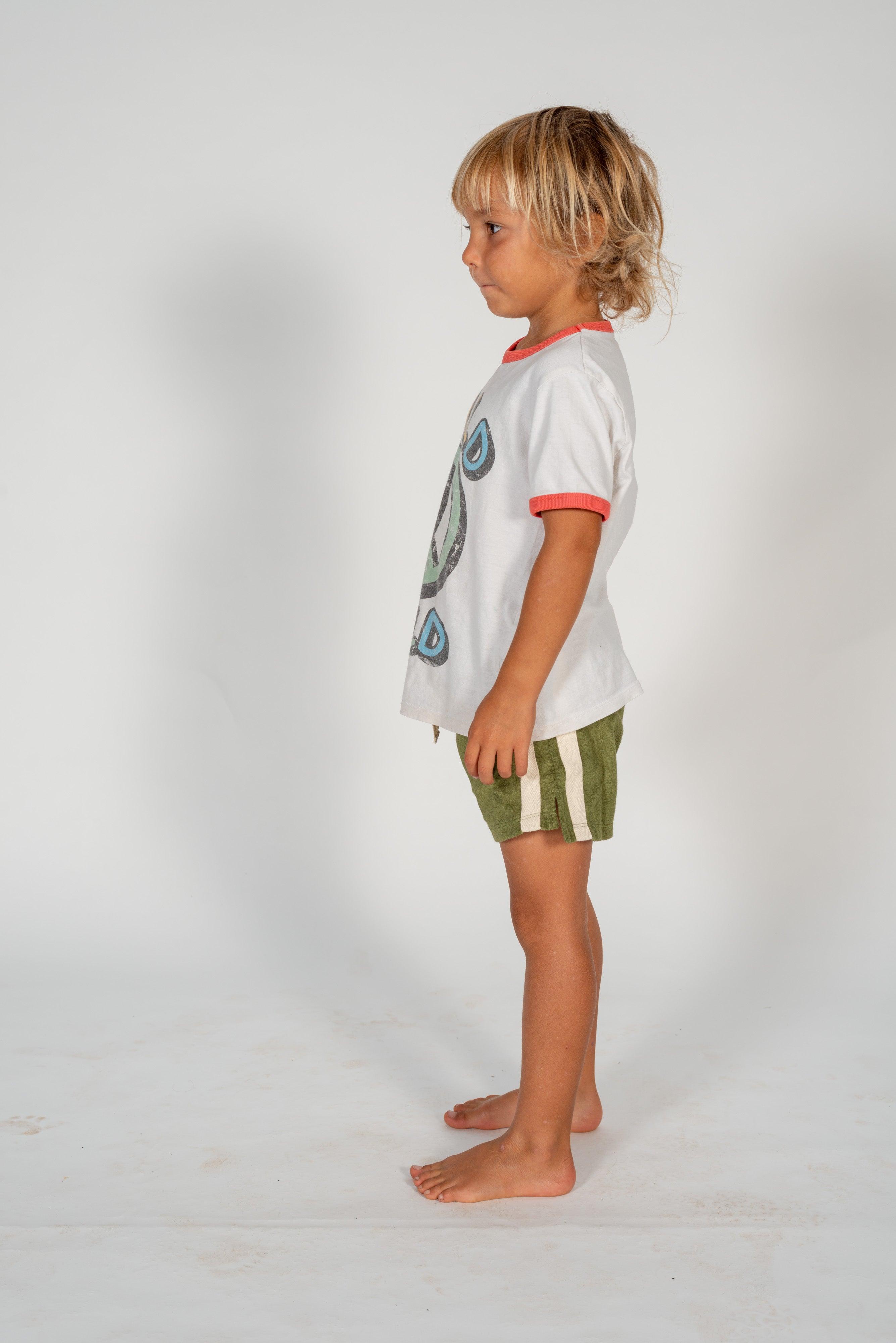 Child wearing shorts side
