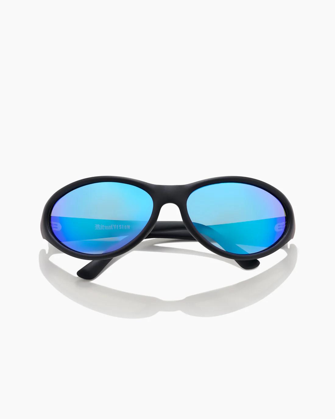 Morphine Sunglasses - Matte Black/Blue Reflective Polarised
