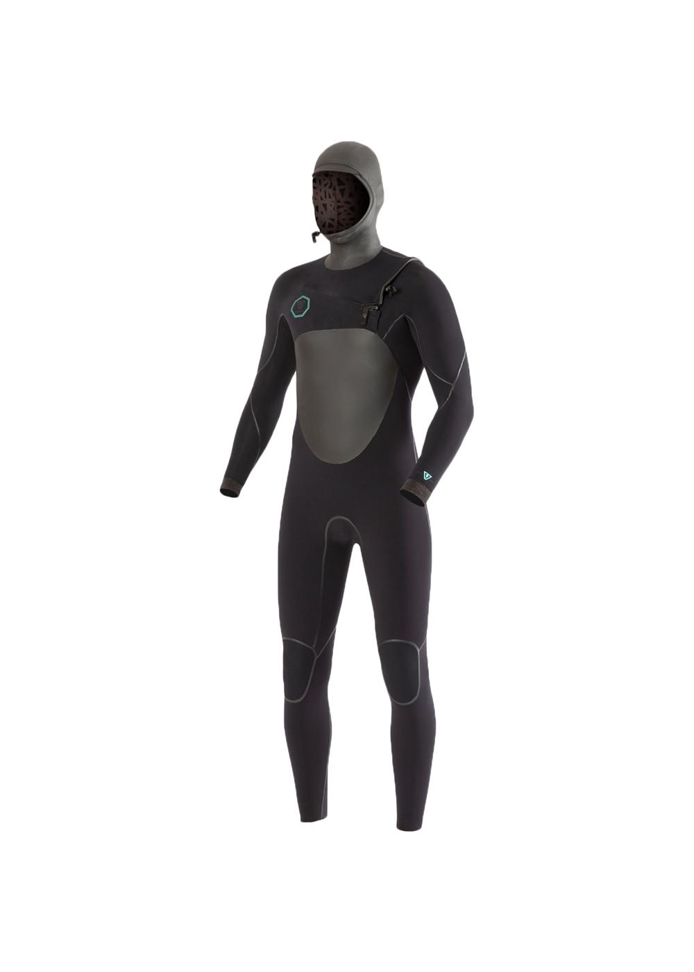 Vissla North Seas 5.5/4.5 Full Hooded Chest Zip - Black front