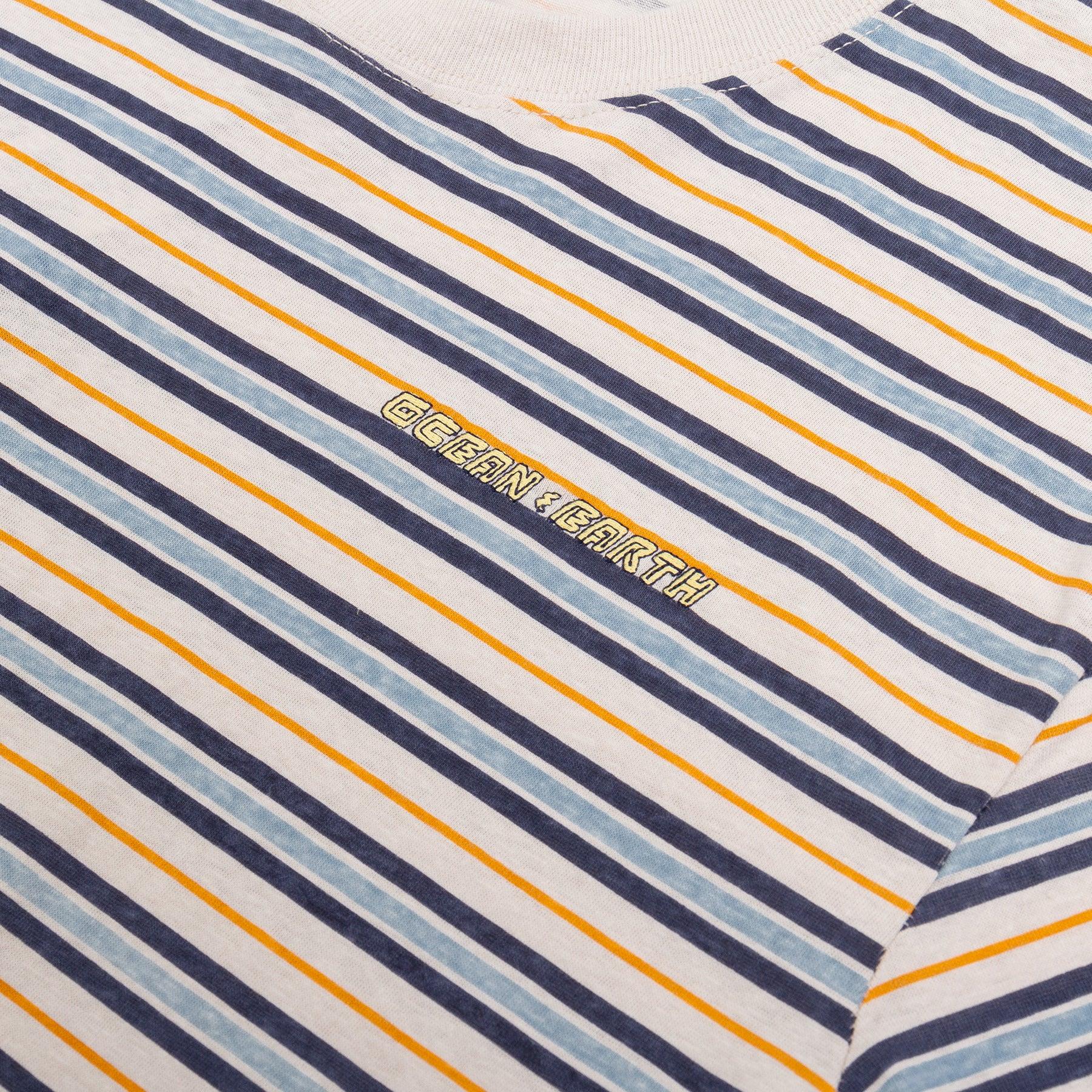 Hemp Vintage Stripe Tee - Blue