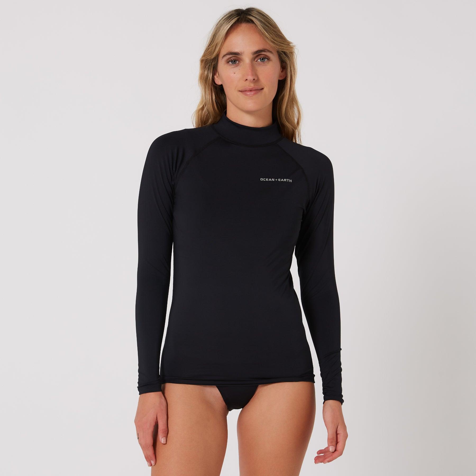 Ladies Waves Long Sleeve Rash Vest - Black