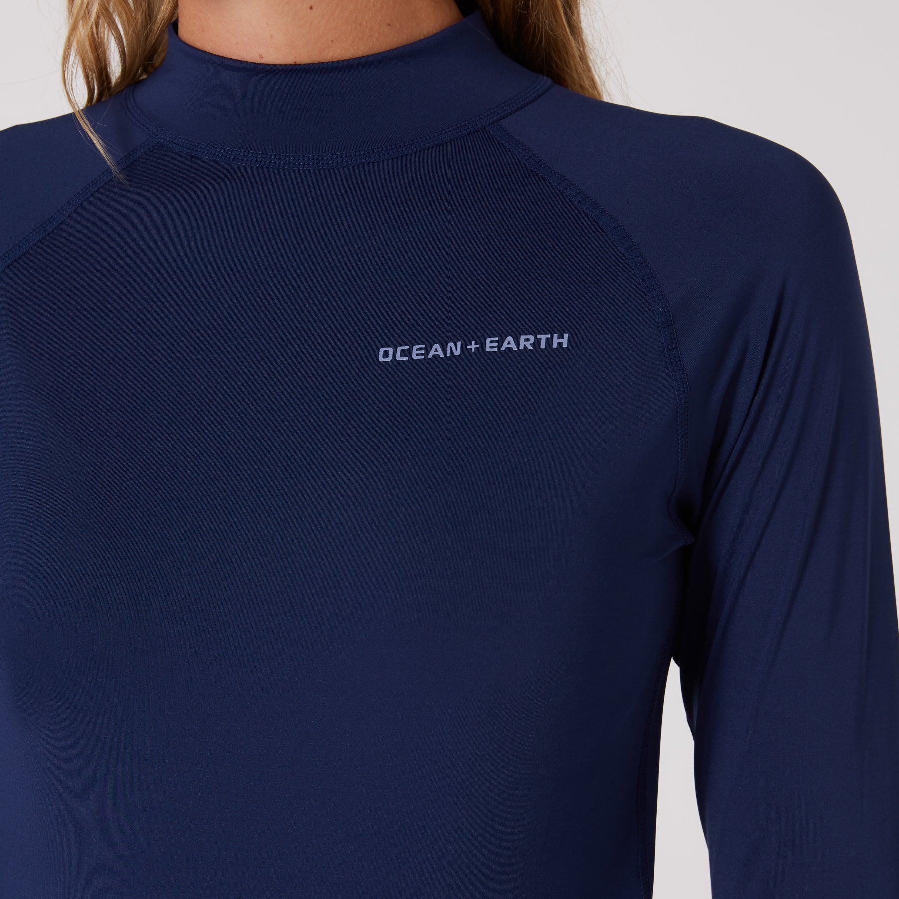 Ocean and Earth Ladies Waves Long Sleeve Rash Vest - Midnight