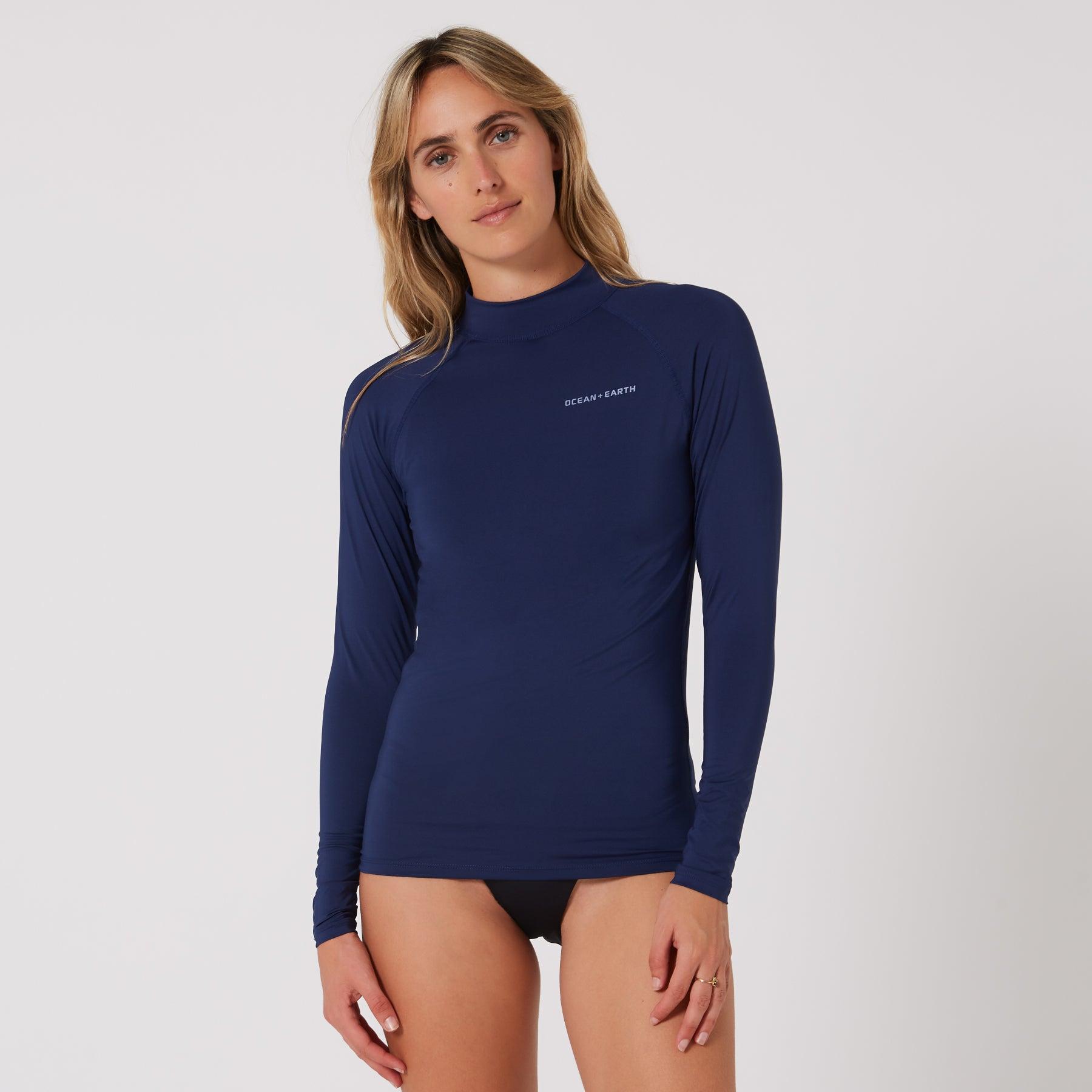 Ocean and Earth Ladies Waves Long Sleeve Rash Vest - Midnight