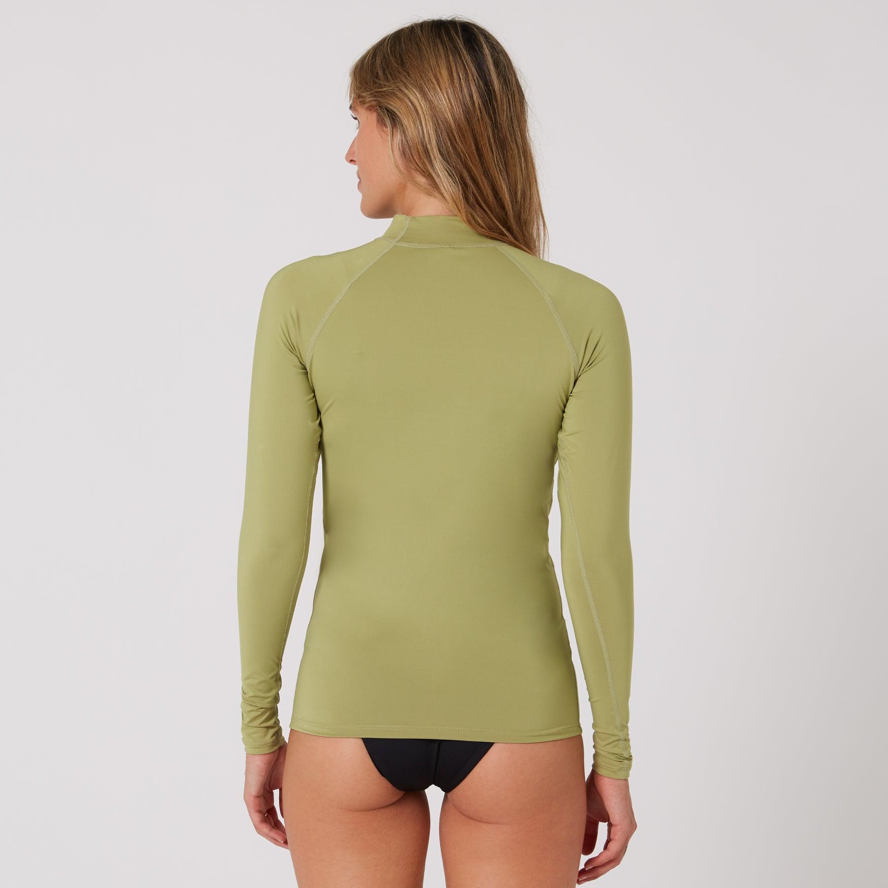 Ladies Waves Long Sleeve Rash Vest - Olive