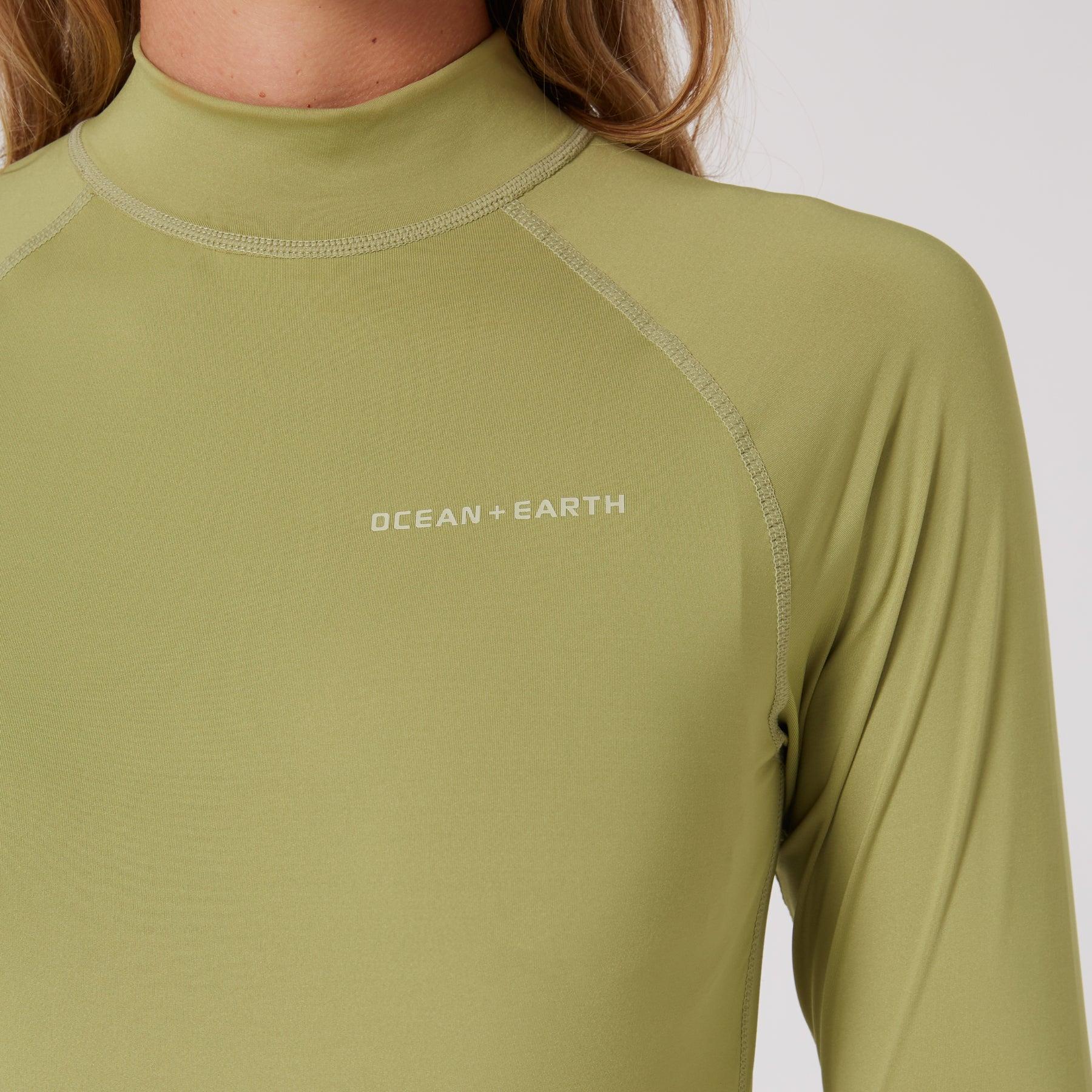 Ladies Waves Long Sleeve Rash Vest - Olive