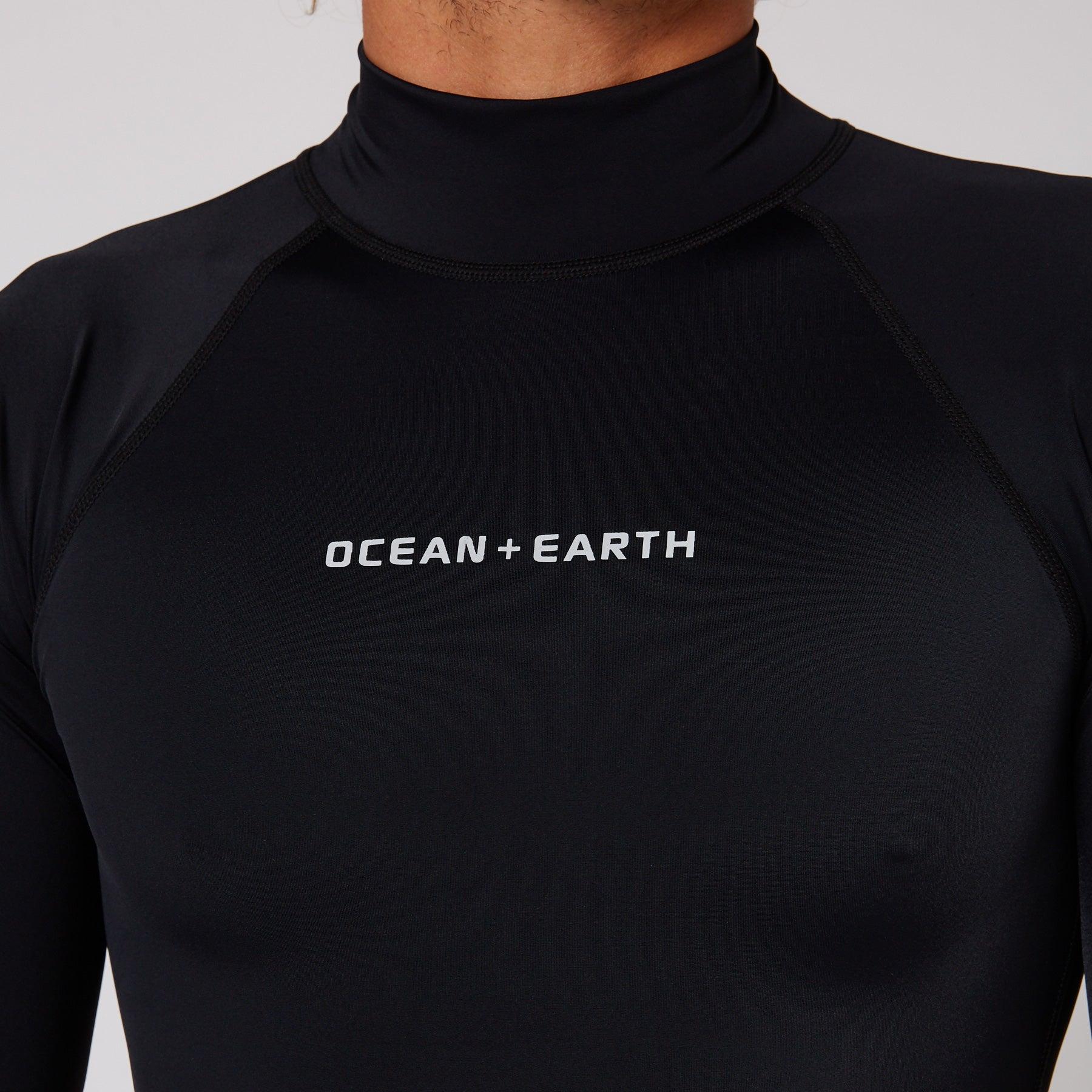 Ocean and Earth Mens Script Rash Long Sleeve Rash Shirt - Black