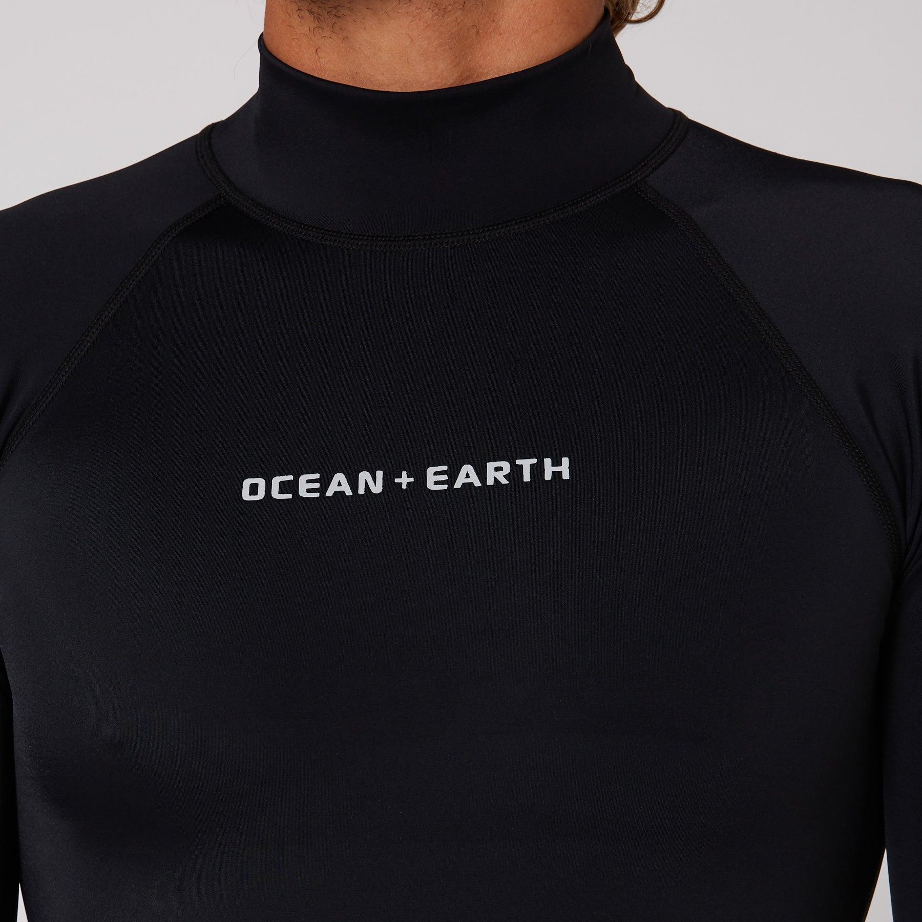 Ocean and Earth Mens Script Short Sleeve Rash Shirt - Black
