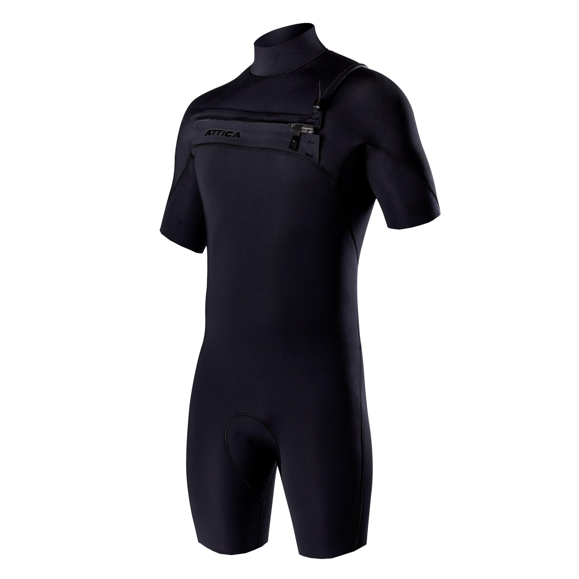 OMEGA Short Sleeve Chest Zip 2/2MM Spring - BLACK / BLACK